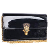 Patent Calfskin Leather Monogram Cherrywood Chain Wallet Black