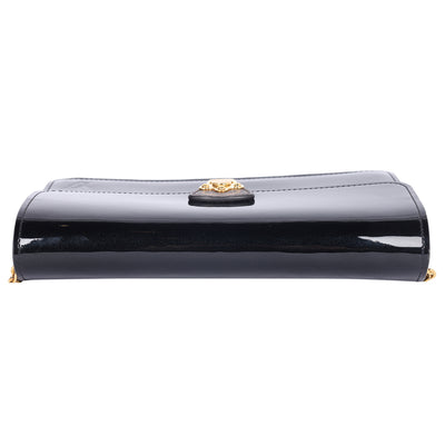 Patent Calfskin Leather Monogram Cherrywood Chain Wallet Black