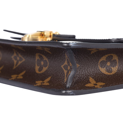 Patent Calfskin Leather Monogram Cherrywood Chain Wallet Black