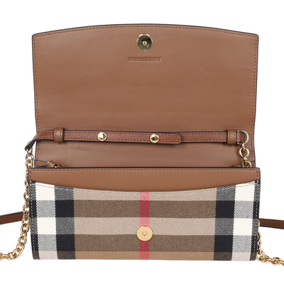 House Check Henley Leather Chain Wallet