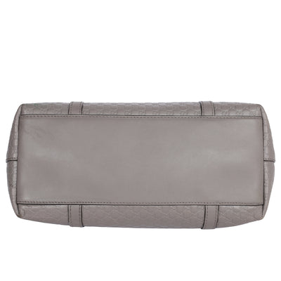 Microguccissima Grey Leather Top Handle Bag with Gold Hardware
