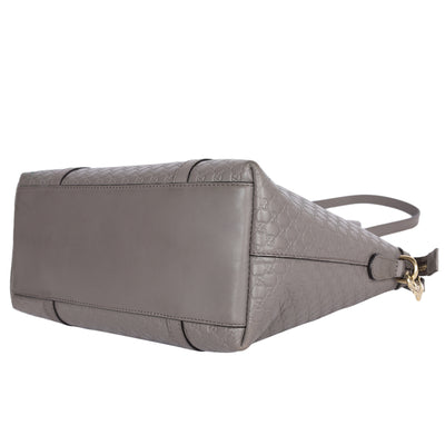 Microguccissima Grey Leather Top Handle Bag with Gold Hardware