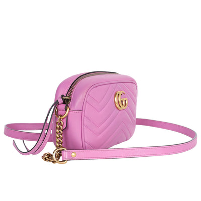 Calfskin Matelasse Small Marmont Chain Shoulder Bag Pink