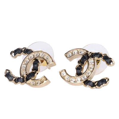 Leather Interlocking CC Stud Earrings