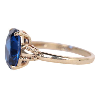Yellow Gold Blue Spinel Solitaire Ring