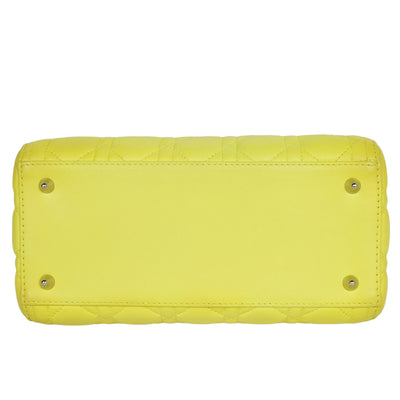 Lady Dior Yellow Lime Leather Shoulder Bag
