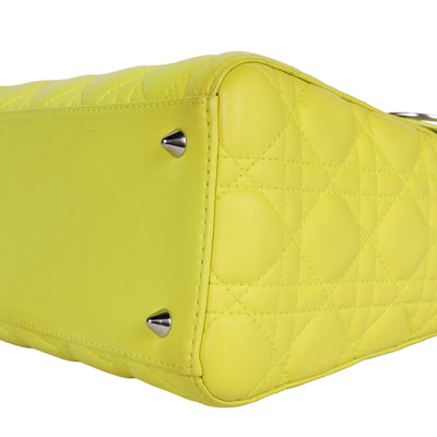 Lady Dior Yellow Lime Leather Shoulder Bag