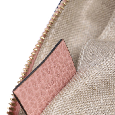 Pebbled Calfskin Leather Large Bamboo Clutch Cosmetic Case Pink