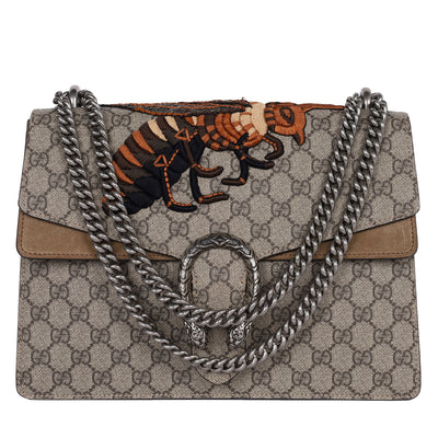 GG Supreme Monogram Bee Embroidered Shoulder Bag