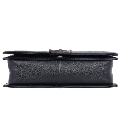 Caviar Quilted Large Boy Flap Bag Black