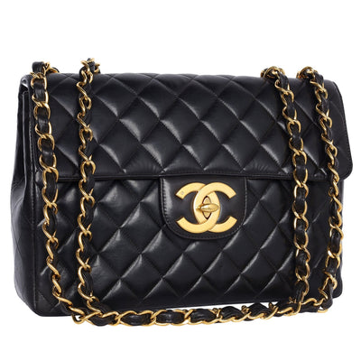Quilted Jumbo Classic Flap Bag Black