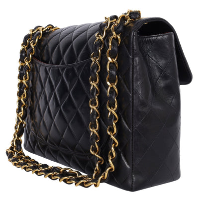 Quilted Jumbo Classic Flap Bag Black