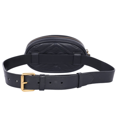 Matelasse GG Marmont Belt Bag 75 30 Black (Authentic Pre Loved)