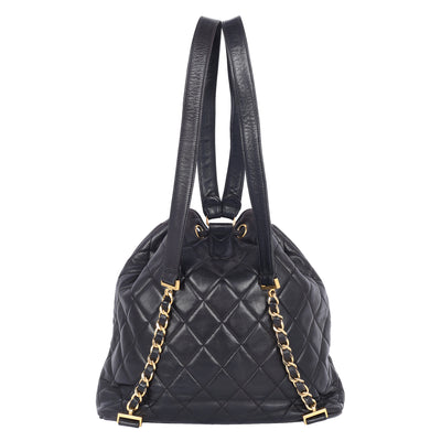 Quilted Lambskin Drawstring Backpack