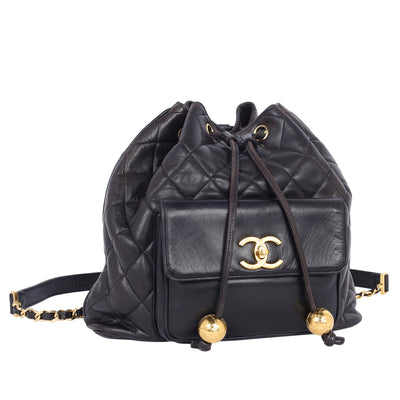 Quilted Lambskin Drawstring Backpack