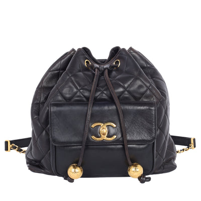 Quilted Lambskin Drawstring Backpack