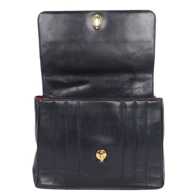 1994-1996 Jumbo Black Lambskin Flap Bag with Gold Hardware