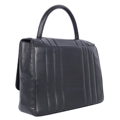 1994-1996 Jumbo Black Lambskin Flap Bag with Gold Hardware