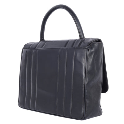 1994-1996 Jumbo Black Lambskin Flap Bag with Gold Hardware