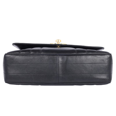 1994-1996 Jumbo Black Lambskin Flap Bag with Gold Hardware