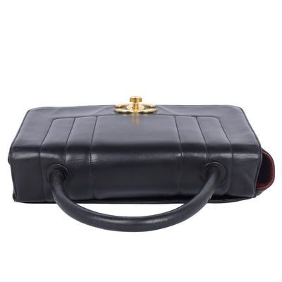 1994-1996 Jumbo Black Lambskin Flap Bag with Gold Hardware
