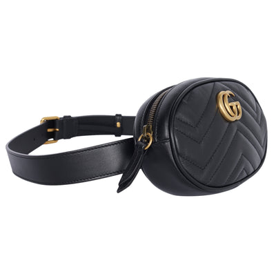 Matelasse GG Marmont Belt Bag 75 30 Black (Authentic Pre Loved)