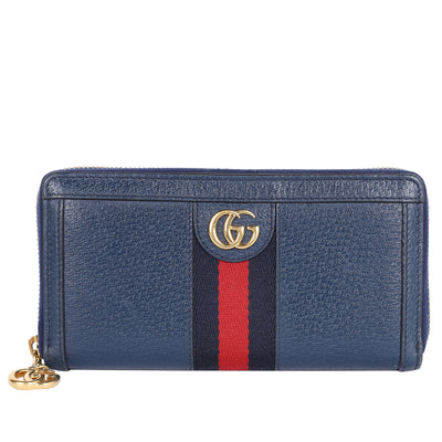 Calfskin Web Ophidia Zip Around Wallet