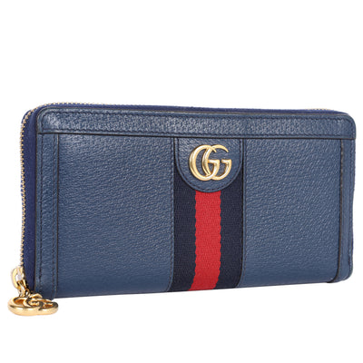 Calfskin Web Ophidia Zip Around Wallet