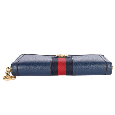 Calfskin Web Ophidia Zip Around Wallet