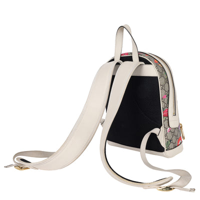GG Supreme Monogram Flora Web Small Ophidia Day Backpack White