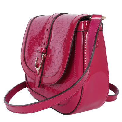 Patent Leather Microguccissima Nice Crossbody Bag Bright Pink