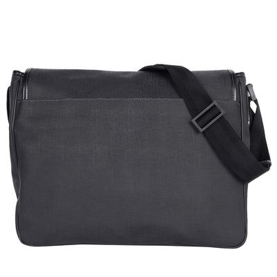 Coated Canvas Interlocking G Large Flap Messenger Bag Black