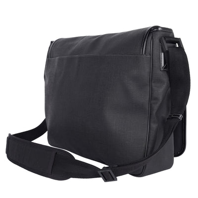 Coated Canvas Interlocking G Large Flap Messenger Bag Black