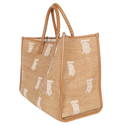 Raffia Calfskin Leather Freya Tote