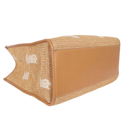 Raffia Calfskin Leather Freya Tote