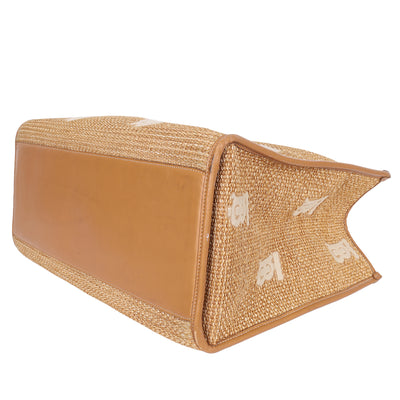 Raffia Calfskin Leather Freya Tote