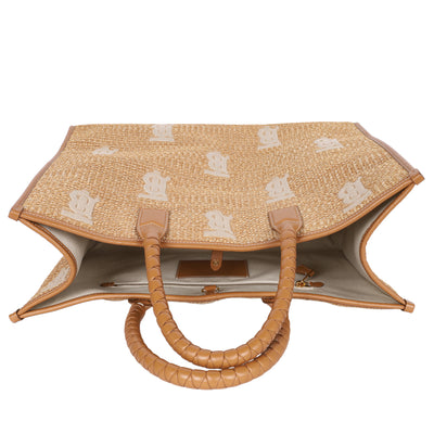 Raffia Calfskin Leather Freya Tote