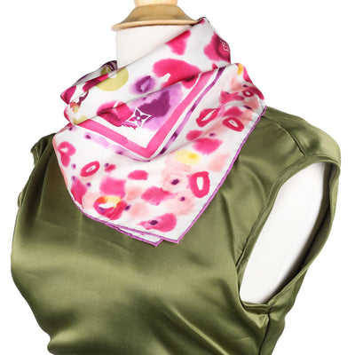 Silk Monogram Watercolor Square Scarf Multicolor