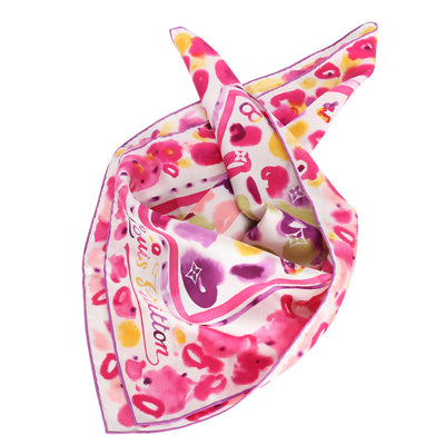 Silk Monogram Watercolor Square Scarf Multicolor