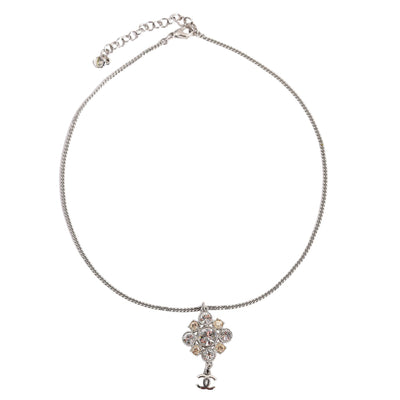 Rhinestone Silver Dangle Necklace (Authentic Pre-owned)