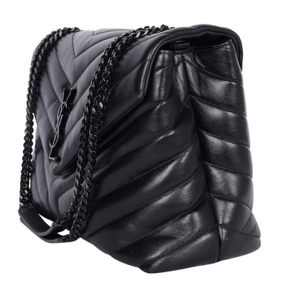 Calfskin Y Quilted Monogram Medium Loulou Chain Satchel