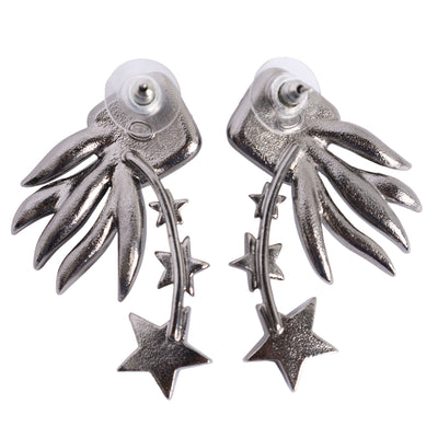 Logo Silver Rhinestone Star Pierced Earrings