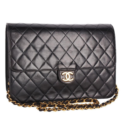 Front Flap Snap Shoulder Bag Black