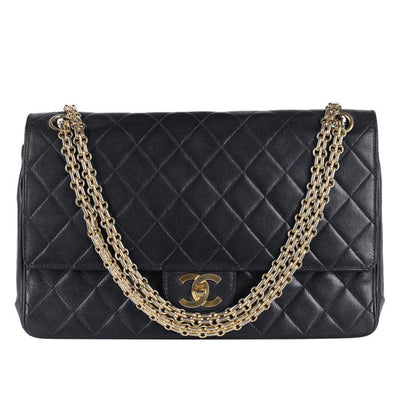 Classic 25 Double Flap Lambskin Leather Black