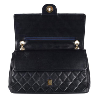 Classic 25 Double Flap Lambskin Leather Black