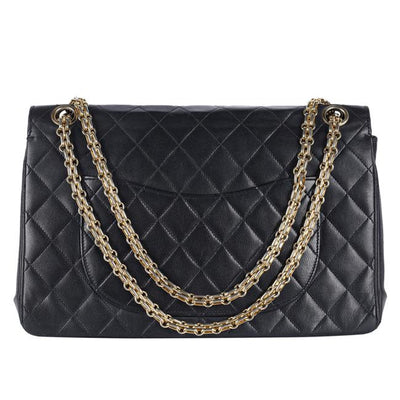 Classic 25 Double Flap Lambskin Leather Black