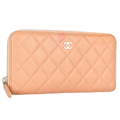 Quilted Leather Long Zippy Wallet