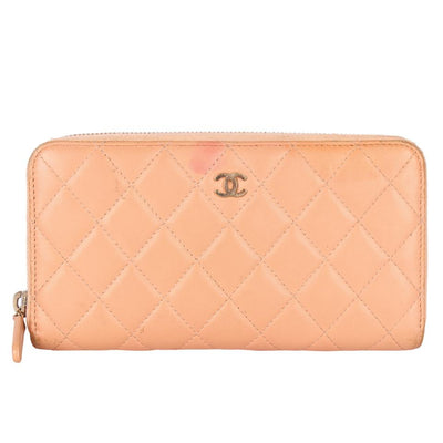 Quilted Leather Long Zippy Wallet