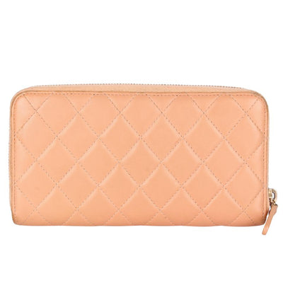 Quilted Leather Long Zippy Wallet