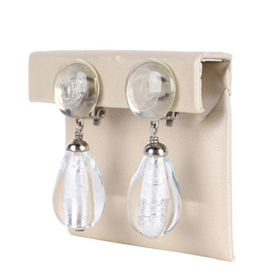 Silver Drop Clip Earrings